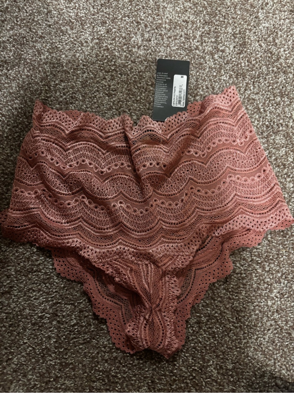 Cosabella High-Waist Lace Briefs in Dusty Rose